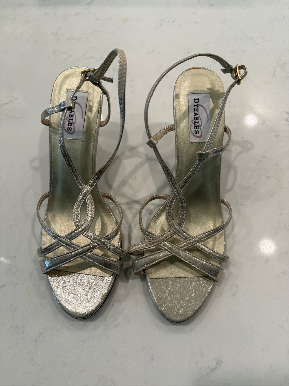 Gold Metallic Strappy Slingback Heels